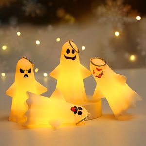 Veilleuses fantômes d'Halloween suspendues, porte-clés fantôme, décorations d'Halloween, mini lumière LED, accessoires de fête effrayants, fête de vacances, cadeau de bar, ornement de maison