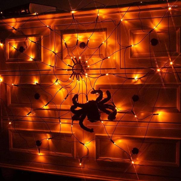 Luces nocturnas Halloween iluminado naranja 70LEDs telaraña para fiesta patio Bar casa embrujada ventana decoración interior al aire libre Dec