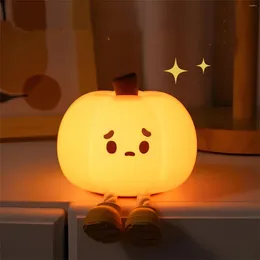 Luces nocturnas Halloween calabaza linda silicona suave decoraciones de lámpara segura sincronización de la cama de la cama de la cama regalos para bebés para niños