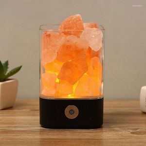 Veilleuses lampe de sel de l'himalaya cristal lave Led USB enfants pour la décoration intérieure lampes de Table en pierre chambre luminaires de chevet