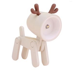 Nachtlichten Home Decor Office Office Desktop Batterij Powered Dorm Led Light Dog Elk Shape Telefoonhouder Kinderen Slaapkamer Geschenken Verstelbare hoek