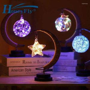 Veilleuses HoneyFly lumière LED Takraw/Apple/étoiles décor lampe de Table alimenté par batterie cadeau dormir enfants fête