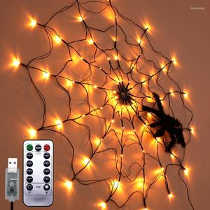 Nachtlichten Horror Halloween Spider Weblamp LED Waterdicht 8 Verlichtingsmodi Ghost Festival Theme Decoratie Prop afstandsbediening