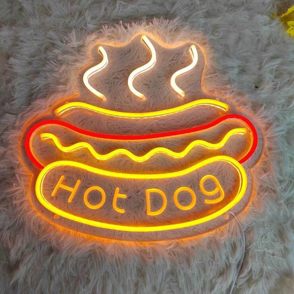 Luces nocturnas Hot Dog en forma de pizza Hamburguesa Letreros de neón Comida Neon Light Up Night Pizza LED Sign Tienda de conveniencia Inicio RestaurantJ230225
