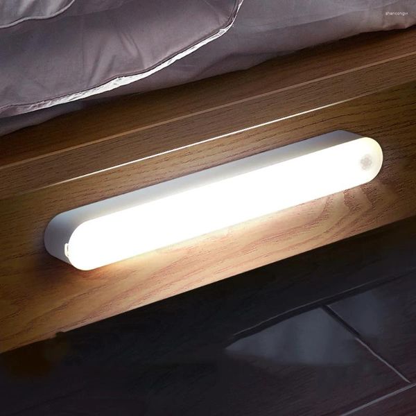 Luces nocturnas con Sensor de movimiento humano, luz LED inalámbrica para cocina, hogar, dormitorio, armario, armario, lámpara, pasillo, inodoro