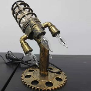 Veilleuses industrielle Steampunk lampe US Plug Vintage fusée bureau lumière flamme rétro décor pour ferme maison chambre ornements