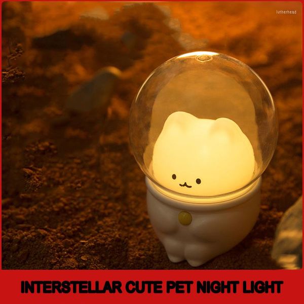 Veilleuses interstellaire mignon animal de compagnie lumière Usb charge atmosphère colorée avec chambre à coucher lampe de chevet Table de cadeau créative