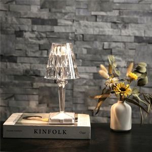 Nachtverlichting Italiaanse Kartell Batterij USB Touch Sensor Bed Lamp Decor Restaurant Tafellampen Acryl Diamond Desk-lichte armaturen