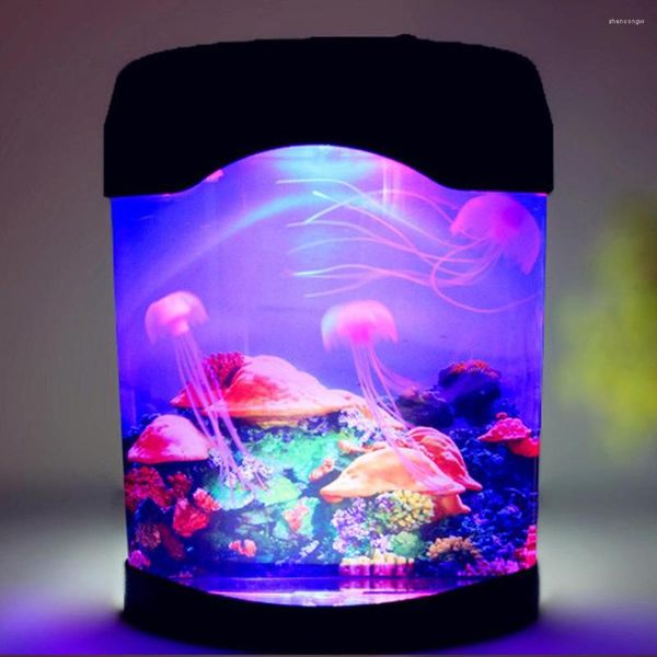 Veilleuses méduses réservoir monde marin natation lumière d'ambiance LED coloré Aquarium lampe pour enfants décoratif USB puissance