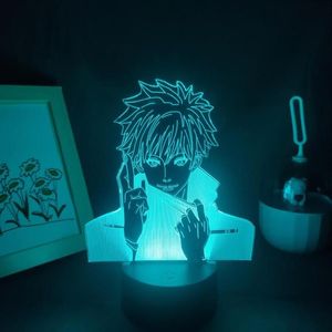 Nachtlichten Jujutsu Kaisen anime figuur Gojo Satoru 3D LED -lampen RGB Neon USB Slaapkamer Tafel Desk Decoratie Manga Verjaardag Geschenk 300E