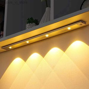 Night Lights Kitchen Light Under Cabinet Smart Motion Sensor LED Night Light USB Rechargeable Ultra thin Kitchen LED Bar Light 20cm/30cm/40cm YQ231127