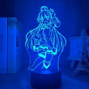 Lumières nocturnes Konosuba LED Light Aqua lampe pour décor de chambre cadeau d'anniversaire 3D Anime287l