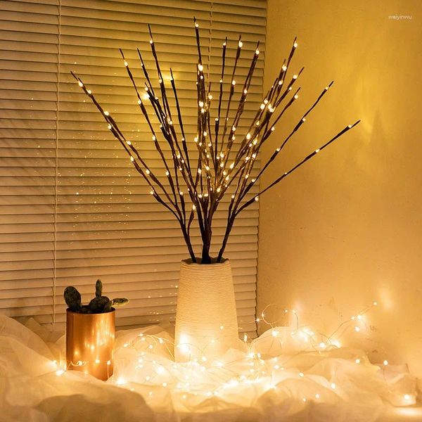 Veilleuses LED branche artificielle fleur guirlande lumineuse décoration de chambre créative arbre