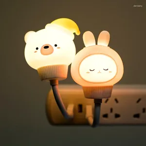 Veilleuses LED ours lumière USB chat lapin contrôle tactile lampe de dessin animé Table de chevet pour enfant enfants cadeau chambre décoration