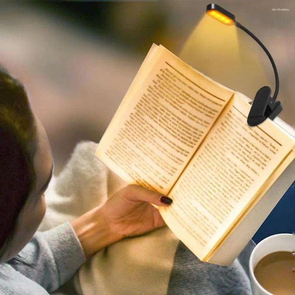 Veilleuses LED Lampe de livre Dimmable Sans scintillement Température de couleur réglable Tuyau flexible Conception Étudiants Lampe de lecture Clip
