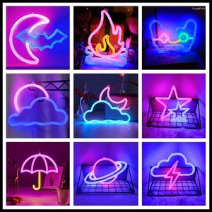 Veilleuses LED lumineux néon manette de jeu feu lune étoile signe modélisation lampe chambre mur art décoration en gros noël anniversaire mariage