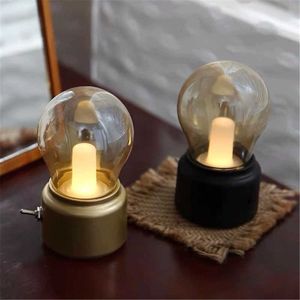 Nachtlichten LED BULB KLASSISCHE BLAWEN BALK LAMP Decoratie Licht Retro USB Oplaadbare nachtlichttafel LED -lamp Decor Lichten P230331