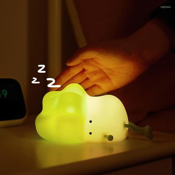 Luces nocturnas LED de col, luz de silicona, recargable vía USB, ambiente, dormitorio, sueño, protección ocular suave, regalos creativos