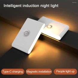 Luces nocturnas, luz LED para armario, inducción inteligente humana tipo C, lámpara de protección ocular para alimentación, Sensor de cabecera para pasillo