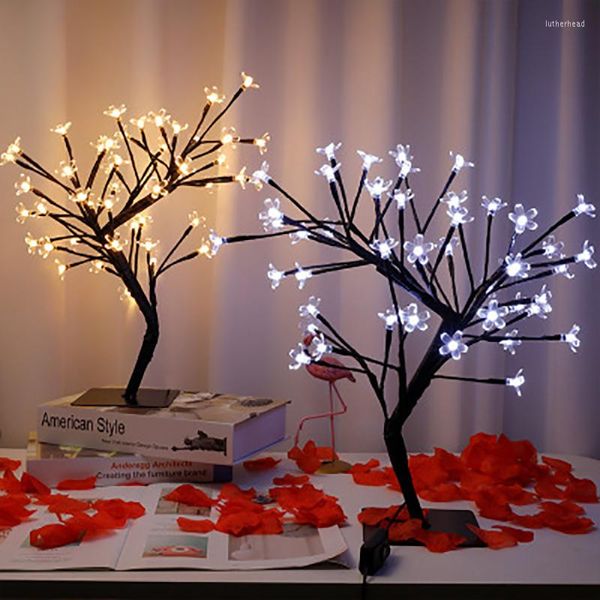 Veilleuses LED fleur de cerisier arbre bonsaï fée Table lumineuse brindille lampe maison boutique Festival fête décor cadeau ornements