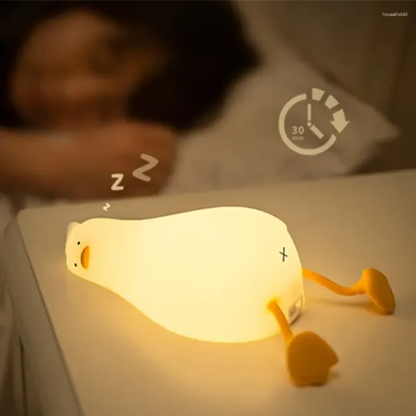 Veilleuses LED enfants lumière rechargeable Silicone Squishy canard lampe enfant vacances cadeau dormir créatif chambre décor de bureau
