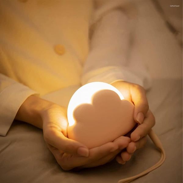Veilleuses LED Cloud Light 4 Modes Enfants Silicone Souple 1200mAh Rechargeable Bébé Veilleuse Portable Chambre Lampe de Table de Chevet