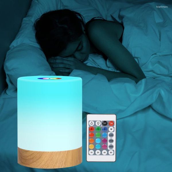 Luces nocturnas LED de colores, lámpara de noche para dormitorio táctil recargable por USB, mesa regulable, escritorio de Camping con Control remoto