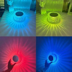 Luces nocturnas Lámpara de escritorio de cristal LED Forma de nido Luz de proyector de diamante de color con control táctil ajustable para el dormitorio de la sala de estar en casa