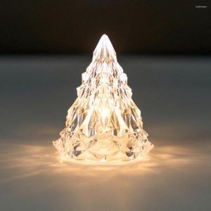Luces de noche Lámpara de escritorio de mesa de cristal LED Luz de ambiente de diamante romántico en forma de cono