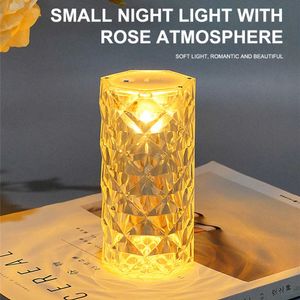 Nachtlichten LED Crystal tafellamp Diamant Romantische sfeer Licht USB Touch Night Light voor slaapkamer woonkamer decoratie verlichting P230331