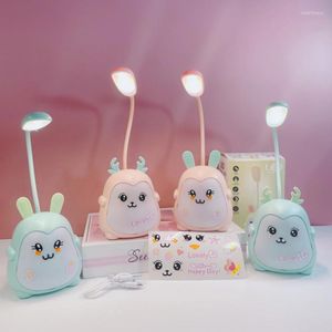 Veilleuses LED lampe de bureau chevet pliable USB belle bois fille dortoir Rechargeable cadeau créatif petit Portable