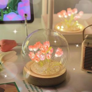 Nachtverlichting LED DIY Lamp Materiaal Kit Batterij Aangedreven Handgemaakte Tulpen Bloemen Maken Kits Onvoltooide Kunst Ambachten Voor Bruiloft Feest