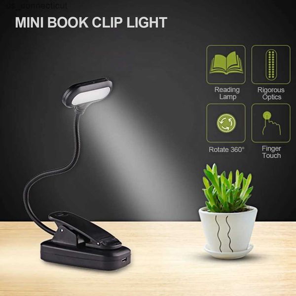 Luces nocturnas LED protección para los ojos libro luz nocturna ajustable mini clip-on estudio lámpara de escritorio con batería flexible para viajes dormitorio lectura R231110