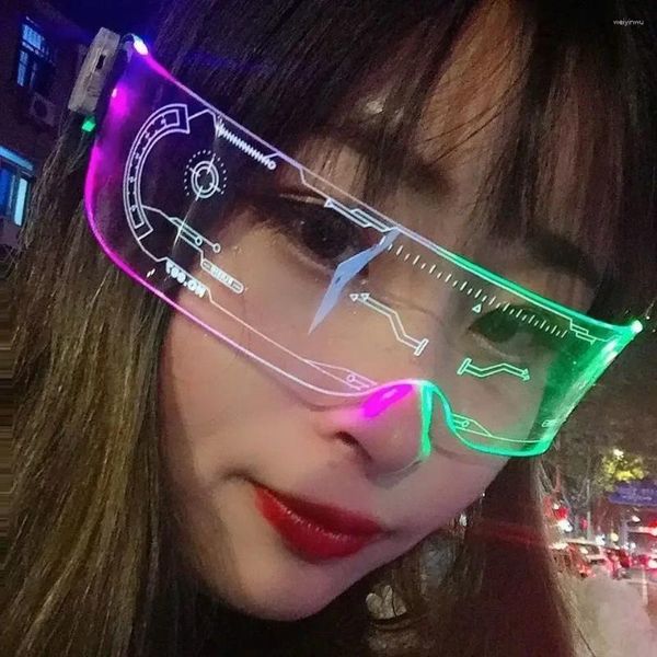 Luces nocturnas Eyes brillantes Bar uminoso Gasas Fashion Electronic visor para el festival de Halloween Performance Neon