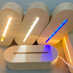 Nachtverlichting LED-indicatielampje Massief hout Acryl 3D Lampvoet Houten Klein Creatief DIY Beuken Wit Warm