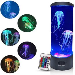 Veilleuses LED méduse lampe lumière ambiante télécommande couleur changeante décoratif Aquarium cadeau d'anniversaire pour enfants USB