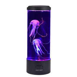 Lights Night LED Jellyfish Lava Lampe Colorful Chadow Light Night Simulation Jellyfish Aquarium Tank Light For Home Bedroom Office Decoration P230325