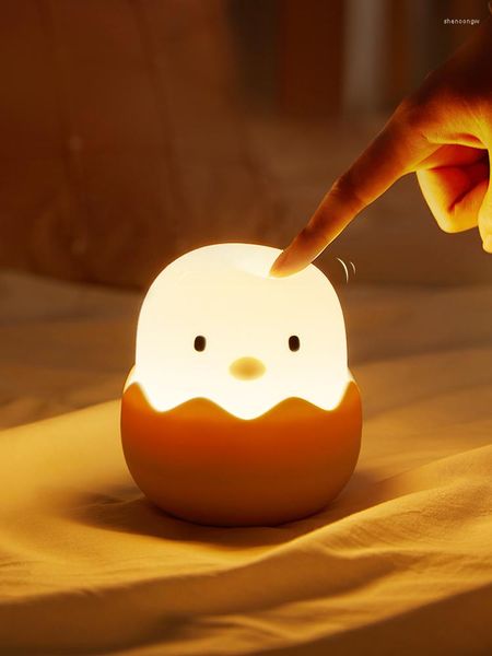 Veilleuses LED enfants lumière Silicone détection tactile USB charge chambre décoration cadeau Animal poussin YEEYIN
