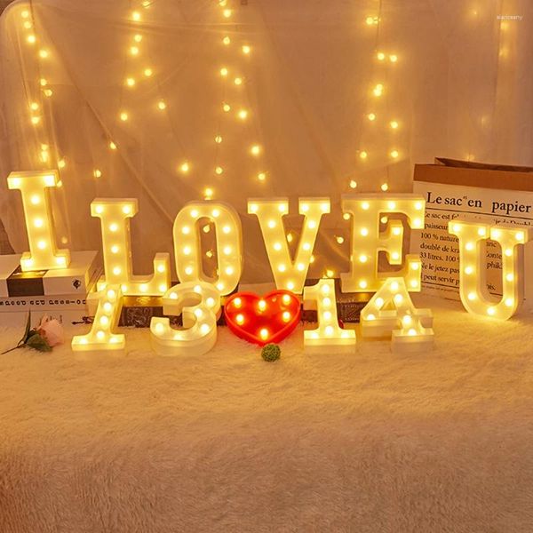 Veilleuses LED Lampe 26 Lettre Anglaise 22 cm Tenture Murale Créative Lumineuse De Noël Décorateur De Fête De Mariage 3D Alphabet Lumière