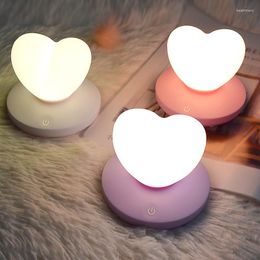 Nachtlichten LED LAMP Desk Licht Love Heart Holiday Batterij Oplaadbare baby slaapkamer bedkamer bedriem kinderen verjaardagscadeaus bar