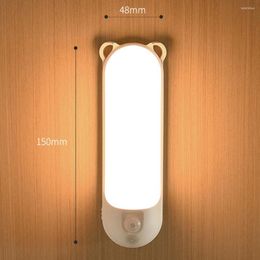 Luces nocturnas Lámpara LED Alto brillo Sensor humano Parpadeo Recargable Estilo magnético Gabinete de movimiento Suministros para el hogar