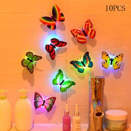 Veilleuses lampe à LED lumière colorée changement de couleur papillon cadeau Simulation autocollant mural tridimensionnel