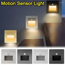 Lumières de nuit Capteur de lampe à LED Applique murale intelligente encastrée PIR Motion Footlight pour escalier escabeau Foyer Chambre Décoration