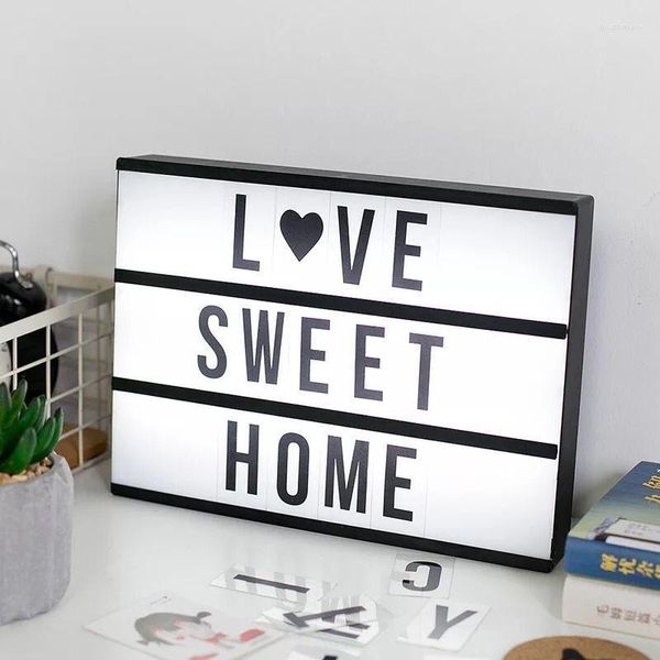 Veilleuses LED Lettre Lightbox DIY Lumière Grande Taille Lettres Carte Lampe USB Alimenté Cinéma Décoration de La Maison Lampes Pour Bébé Cadeau