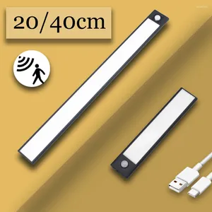 Veilleuses LED lumière 20/40/50CM capteur de mouvement sans fil USB armoire armoire lampe pour cuisine chambre