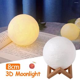 Nachtverlichting LED-licht 3D-print Maanlamp Batterij Kleurverandering Touch Kinderen voor thuis