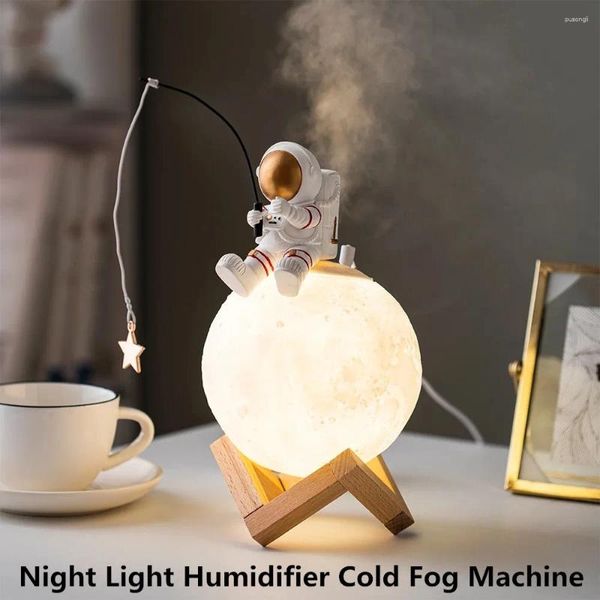 Luces nocturnas LED LED Astronaut Figuras Humidificador en miniatura Máquina de niebla fría Regalos de cumpleaños para el hogar
