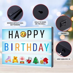 Veilleuses LED boîte à lumière USB/alimenté par batterie A4 lettre/numéro/symbole bricolage cartes pour fête d'anniversaire décoration bureau