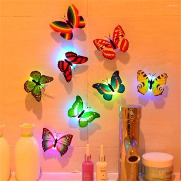 Luces de noche, lámparas decorativas de luz Led, hermosa mariposa, luz nocturna para niños, decoraciones de habitación ideales para niñas, dormitorio y baño