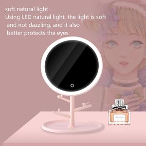 Luces nocturnas Espejo de maquillaje con luz LED Aumento de 10 veces Baño de escritorio Relleno plegable portátil